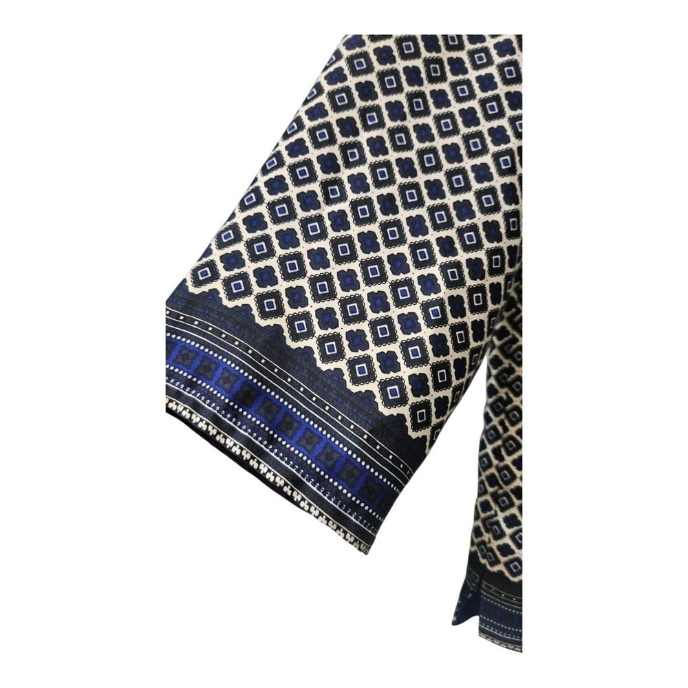 Dalia Collection Womens M Blouse Top 3/4 Sleeve Keyhole Button Geometric Boxy - Picture 4 of 9